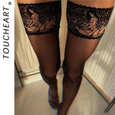 Toucheart Black Silk Long Pantyhose Thigh Over-the-knee Net Socks Thin Slimming and Leg Beautifying Pure Desire
