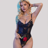 Toucheart Bodysuit Embroidery Lace Delicate Slim Plunge Intimate Charming Sling Jumpsuit