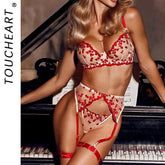 Toucheart Underwear Panty Garters See-through Lace Embroidery Erotic SeductiveLingerie Set