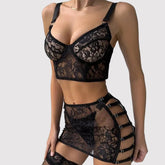 Toucheart Lace Lingerie Panty Mesh Skirt Slim See-through Floral Romantic Underwear Split Kit