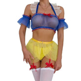 Toucheart Lingerie Uniform Maid Outfit Erotic Cosplay Transparent Mesh Role Play Outfit Garter