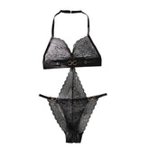 Toucheart Underwear Neck Halter Solid Color Underwear Perspective Lace Waist-exposed Open-stitched Sex Jumpsuit
