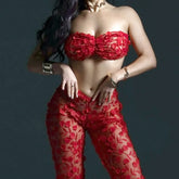 Toucheart Solid Color See-through Lace Slim Underwear Panty Flower Backless High Waisted Mesh Set