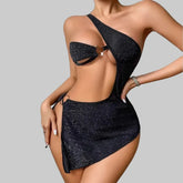 Toucheart Style Bodysuit Panty Cross-shoulder Strap Ring Buckle Set BacklessLingerie