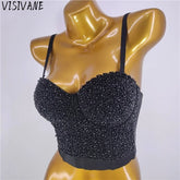 Visivane Tank Sling Stage Dance Wear Y2k Tops Corset Streetwear Club Bastet Party