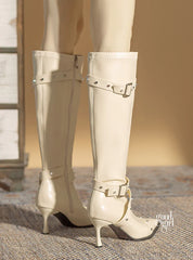 Valeria Buckle Strap Knee-High Boots