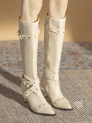 Valeria Buckle Strap Knee-High Boots
