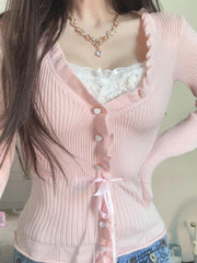 Aziyah Lace V-Neck Knit Top