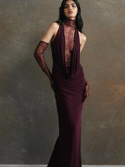 Brandi Halter Lace Gown