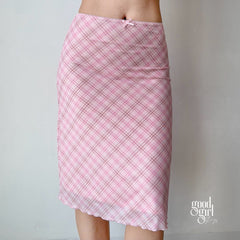 Bree Pink Plaid Midi Skirt