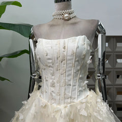 Butterfly Applique Corset Mini Dress - Cream