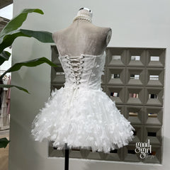 Butterfly Applique Corset Mini Dress - White