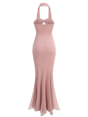Dalary Pleated Fishtail Maxi Dress
