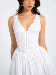 Fraidy Embroidered Lace Mini Dress