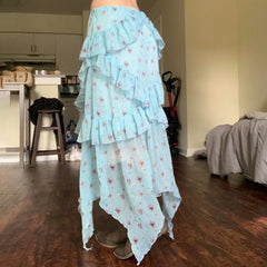 Ifrah Asymmetric Tiered Skirt