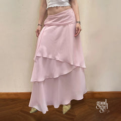 Jacklynn Pink Layered Maxi Skirt