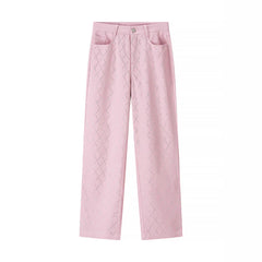 Kaidyn Pink Rhinestone Straight Jeans