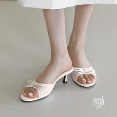 Mesh Bow Heeled Sandals