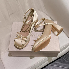 Paislynn Satin Bow Mary Jane Heels