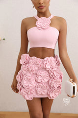 Prisha Floral Halter Skirt Set