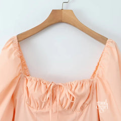 Ryver Square Neck Puff Sleeve Mini Dress