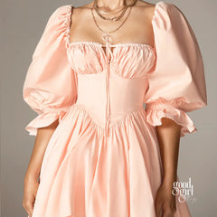 Ryver Square Neck Puff Sleeve Mini Dress