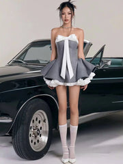 Strapless Bow Mini Dress