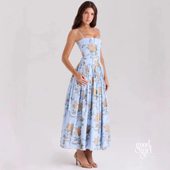Yasmeen Blue Floral Midi Dress