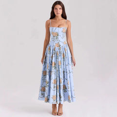 Yasmeen Blue Floral Midi Dress