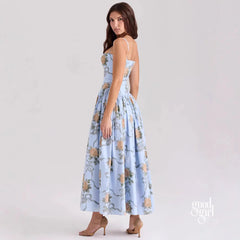 Yasmeen Blue Floral Midi Dress