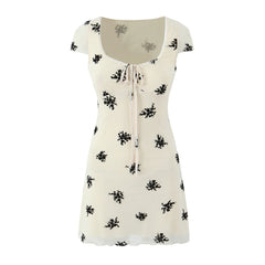 Zamzam Flocked Lace Mini Dress