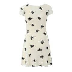 Zamzam Flocked Lace Mini Dress