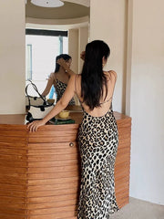Constanza Backless Leopard Midi Dress