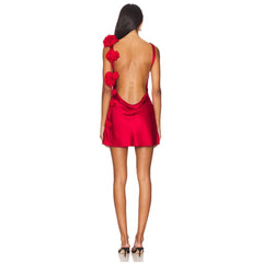 Rosalia Satin Bloom Mini Dress