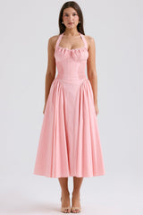 Khali Pleated Halter Midi Dress