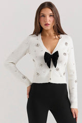 Myracle Rhinestone Bow Cardigan