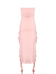 Lisa Strapless Ruffle Dress in Pink