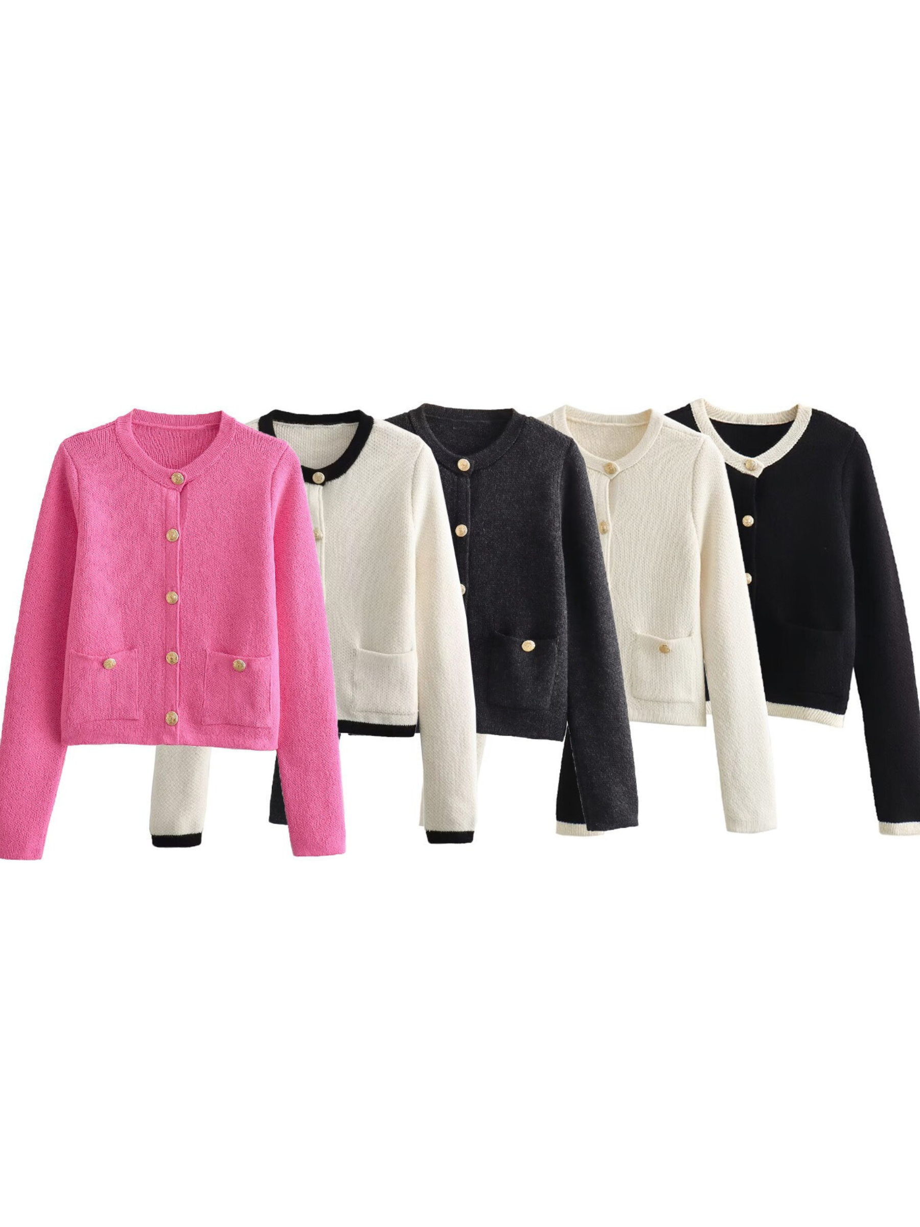 Jemma Button-Front Knit Cardigan Jacket