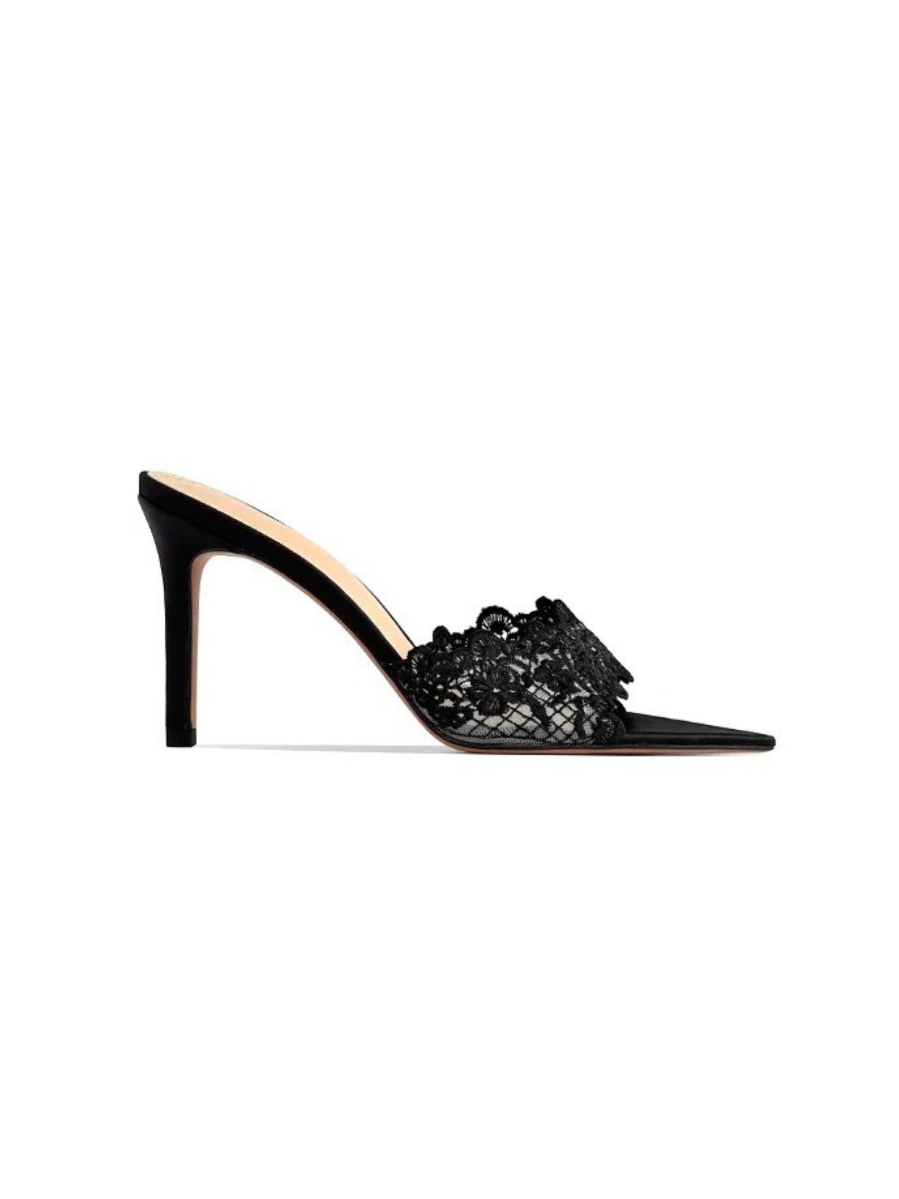 Nisa Lace Pointed-Toe Heeled Mules