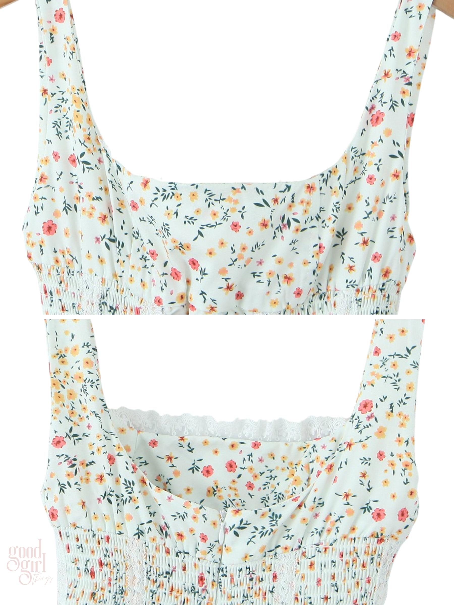 Callan Lace Trim Floral Corset Mini Dress
