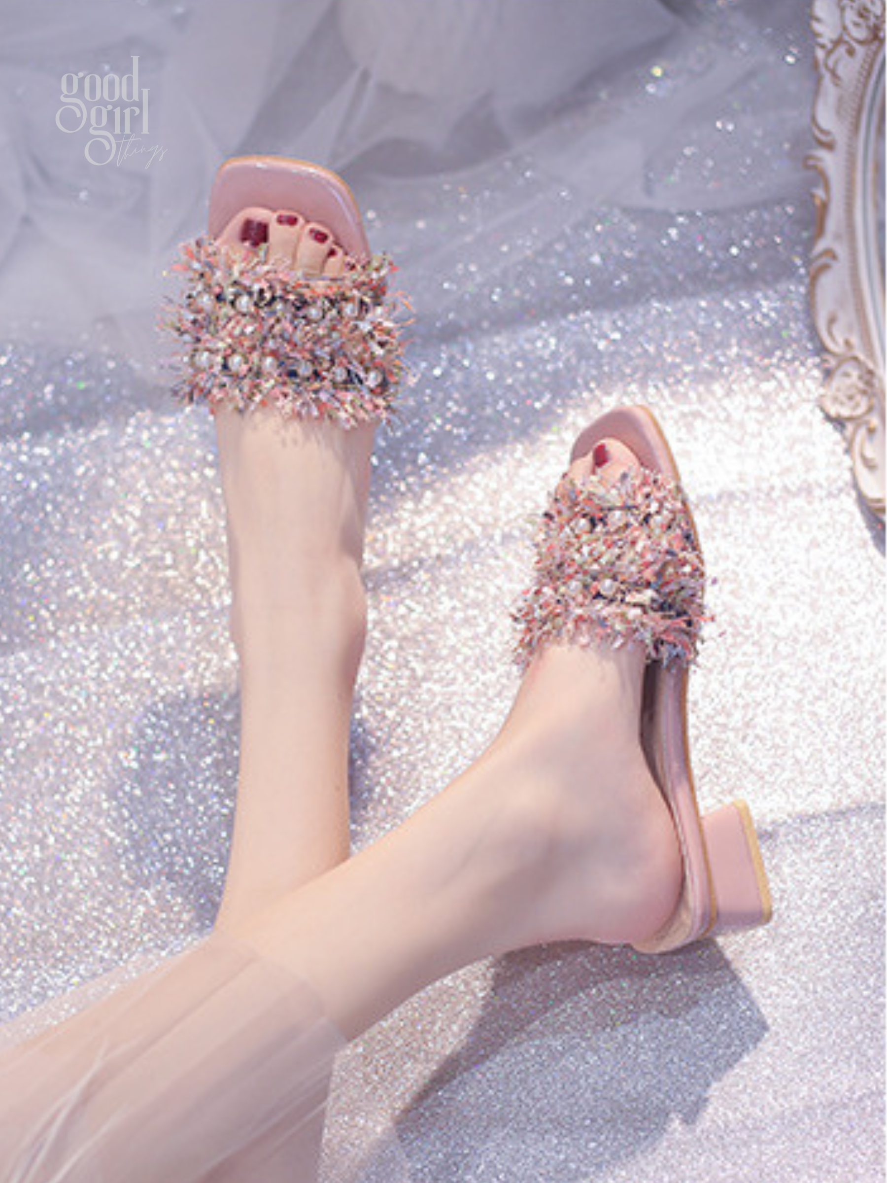 Alisson Pearl Embellished Mules