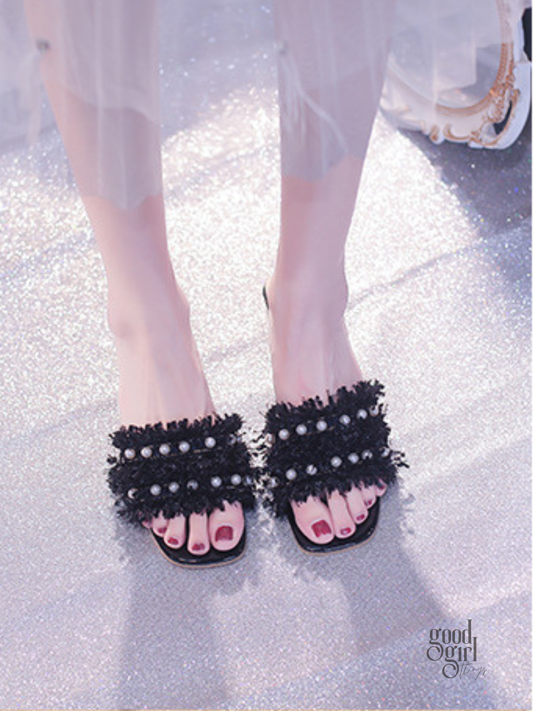 Alisson Pearl Embellished Mules