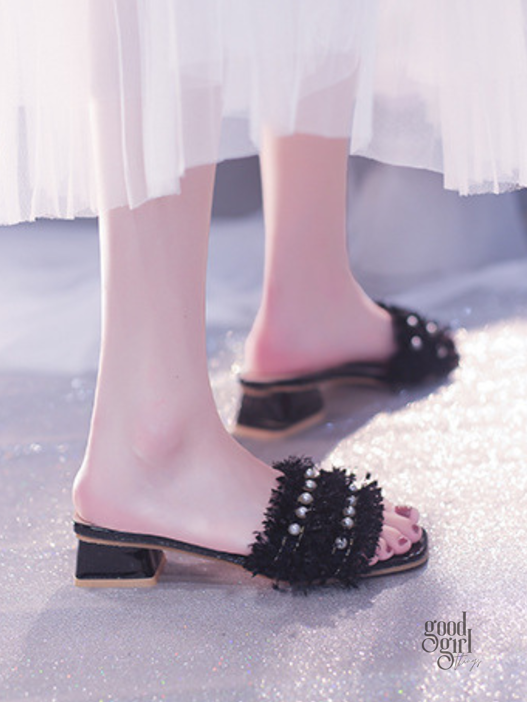 Alisson Pearl Embellished Mules