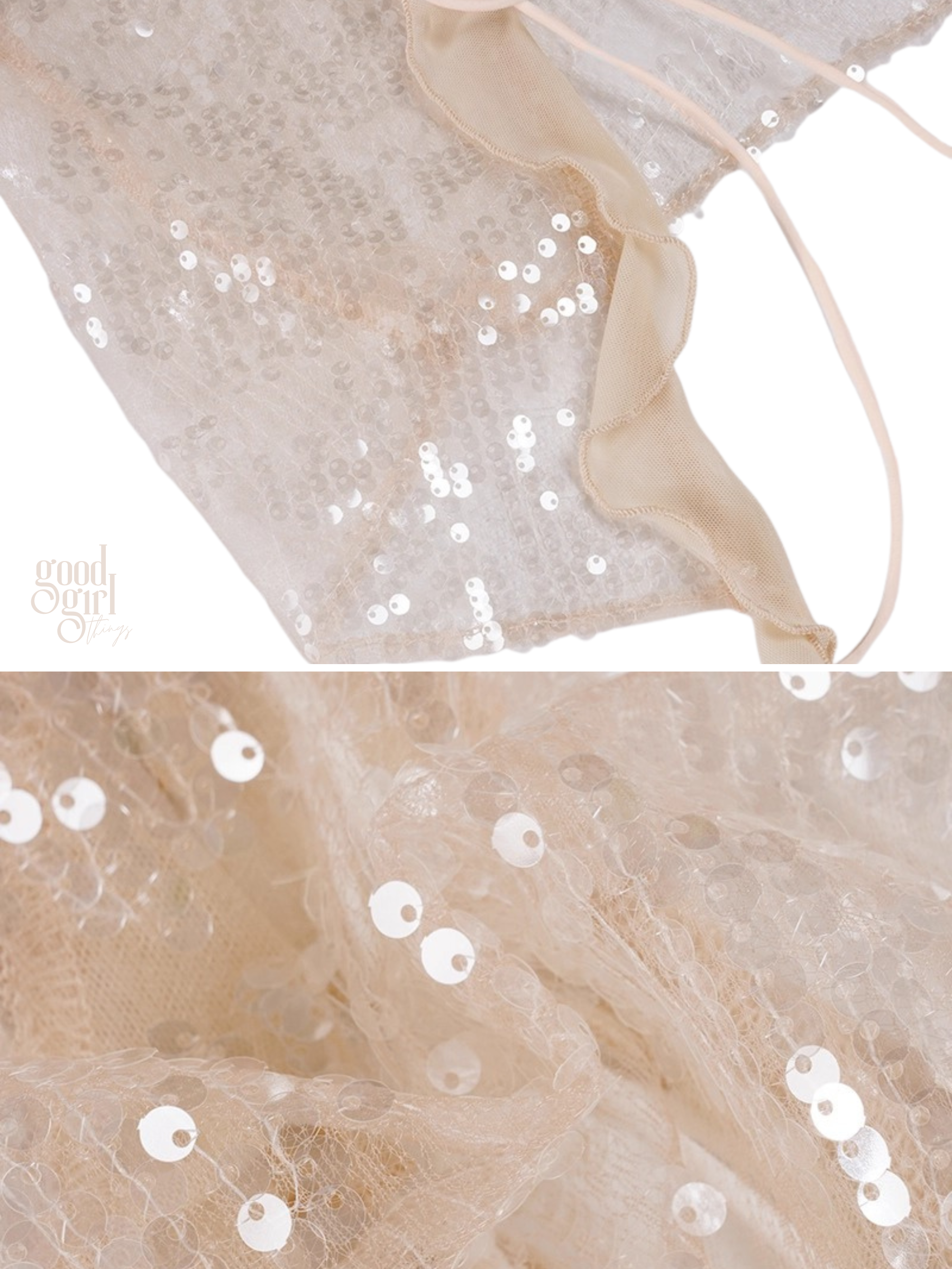 Delylah Sheer Sequin Halter Top