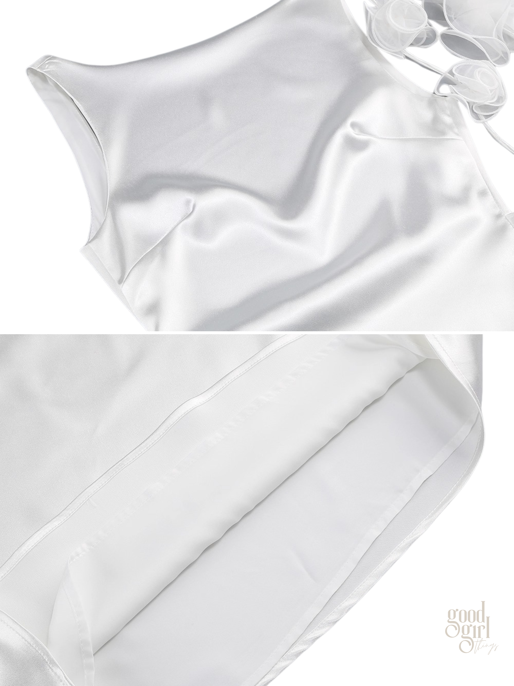 Rosalia Satin Bloom Mini Dress