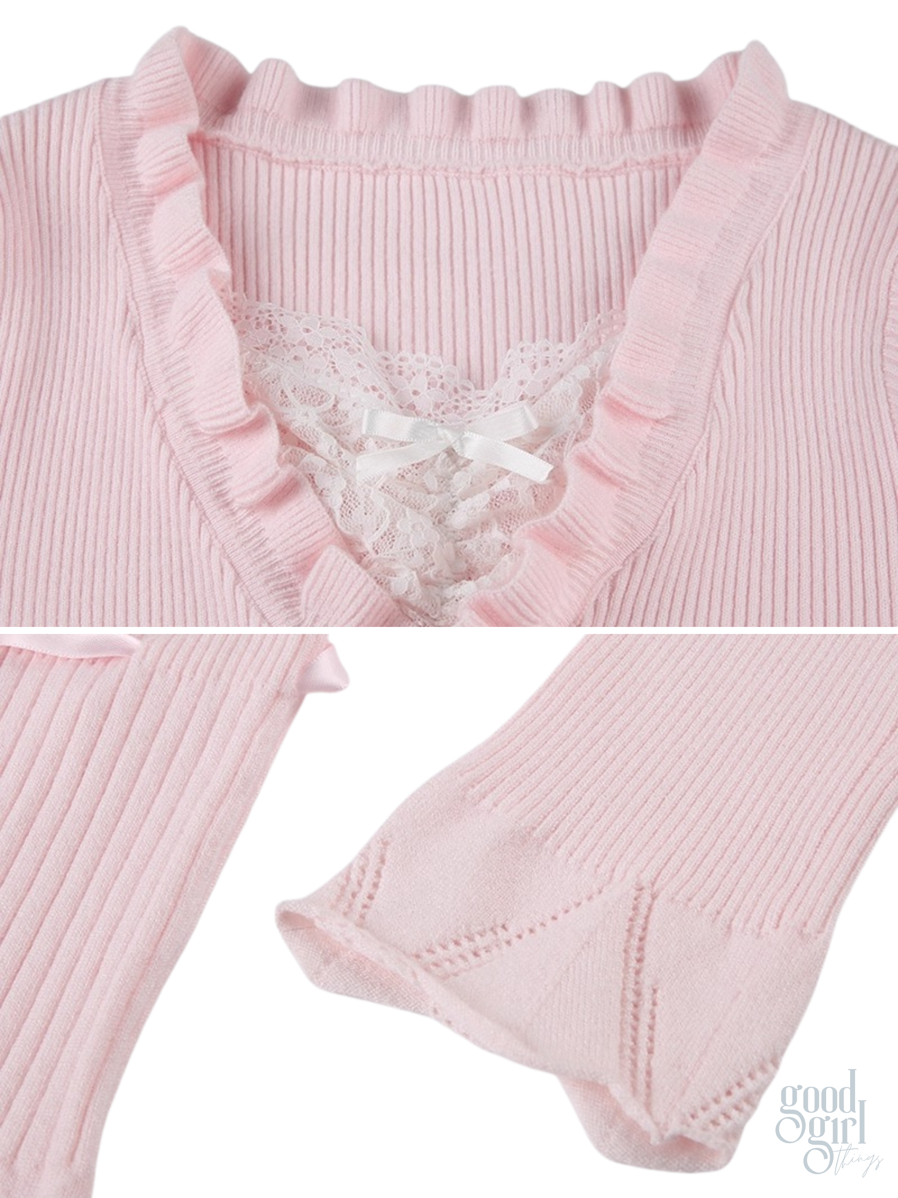Aziyah Lace V-Neck Knit Top