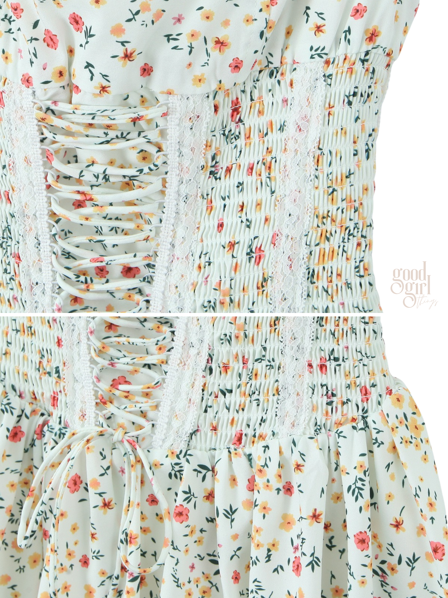 Callan Lace Trim Floral Corset Mini Dress