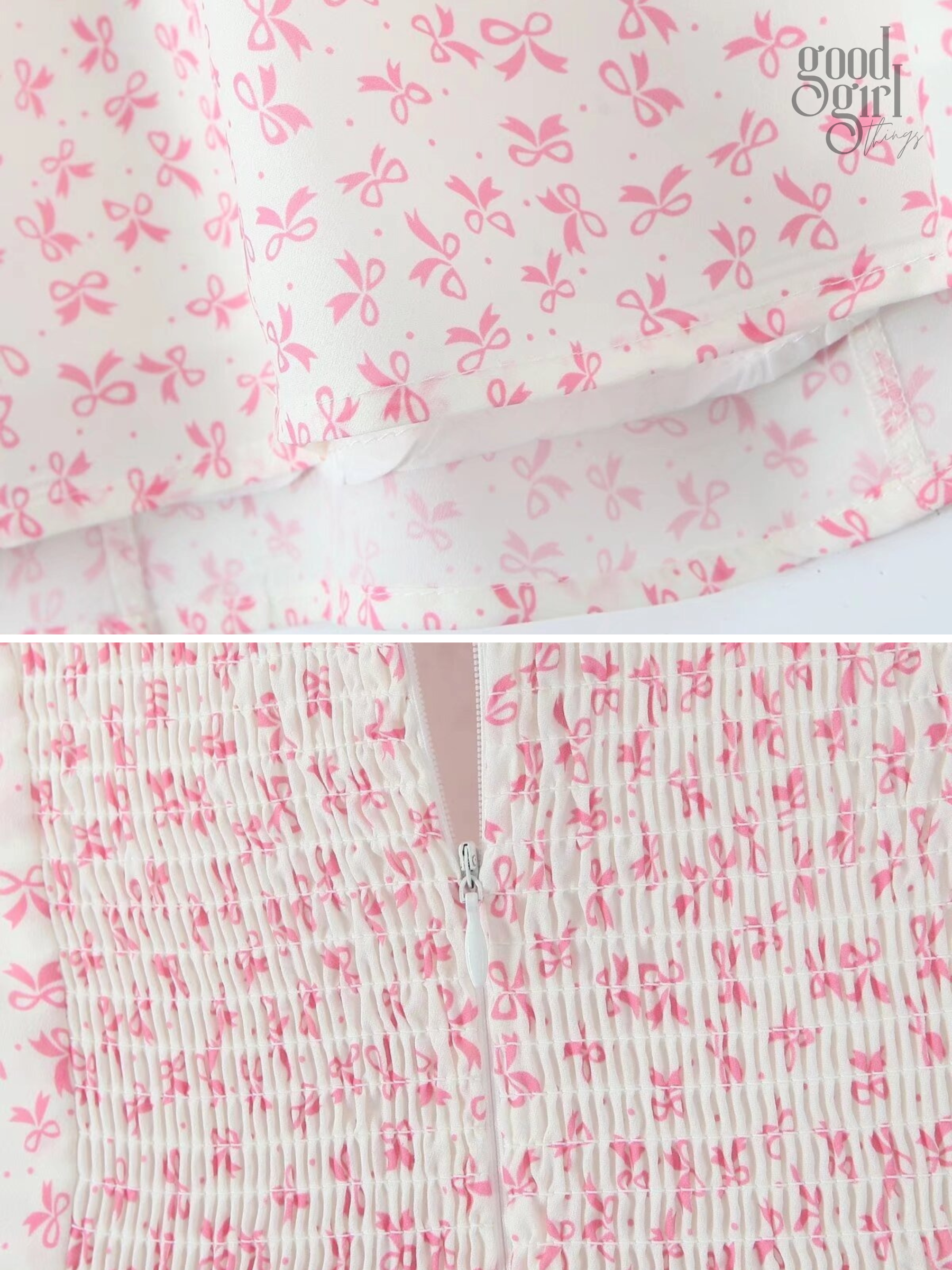 Emeline Bow Print Strapless Mini Dress