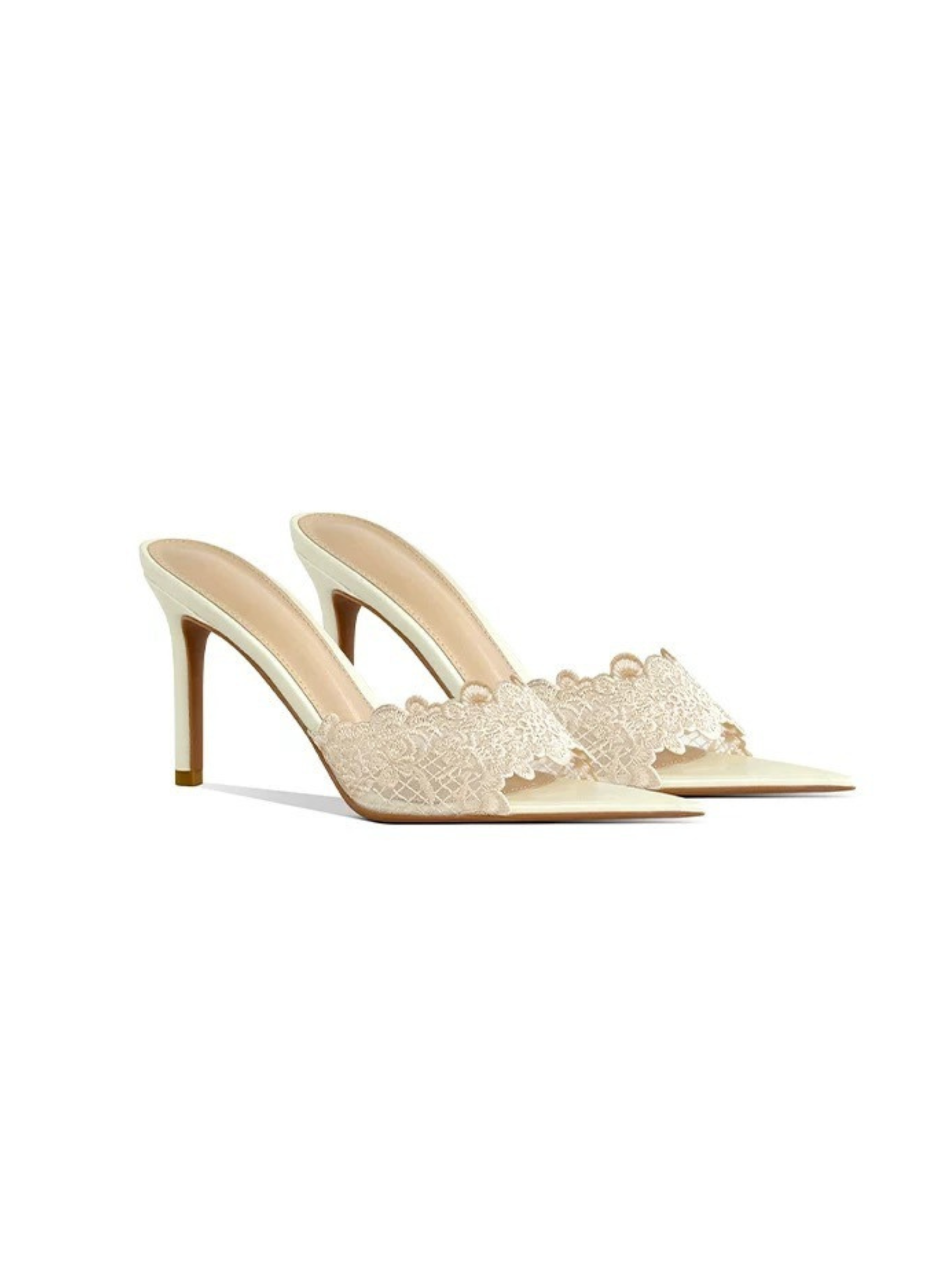 Nisa Lace Pointed-Toe Heeled Mules