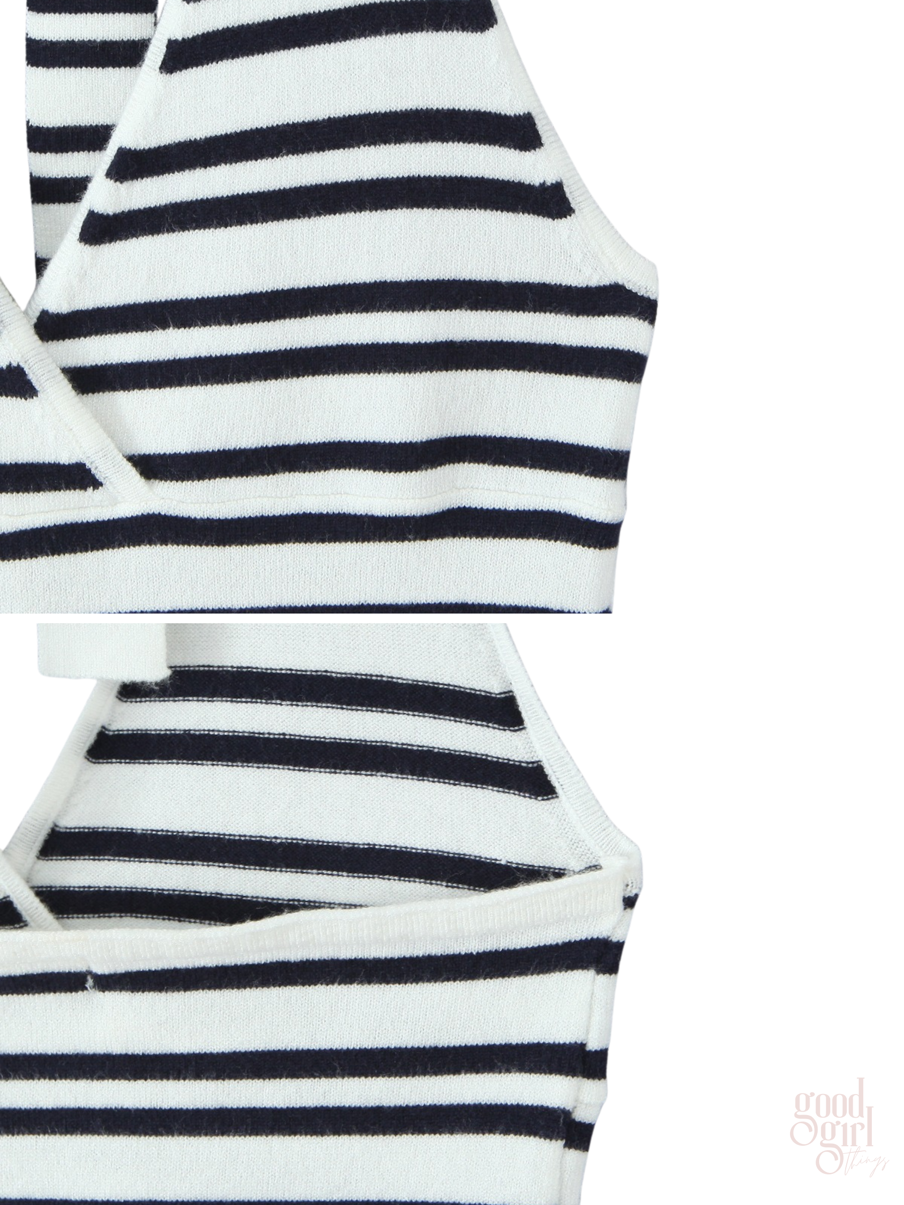 Brie Striped Knit Tie-Back Crop Top